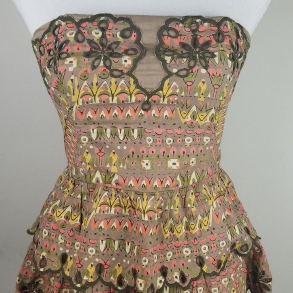 Floreat for Anthropology Strapless Peplum Top